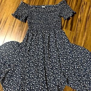 Navy, off shoulder, high low dress